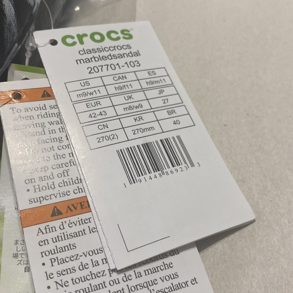 Classic Crocs Marbled Sandals with crocs jibbitz charms; unisex sizes - Picture 6 of 6